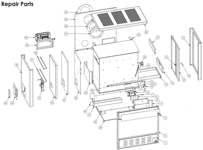 Repair Parts 1 Diagram and Parts List for B2941E  US Stove Company Heating Stove